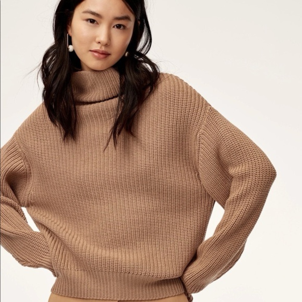 SEND OFFERS Aritzia Wilfred Montpellier turtleneck sweater in tan